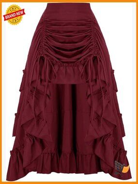 Women's Victorian Steampunk Bustle Skirt High-Low Maxi Renaissance Costume